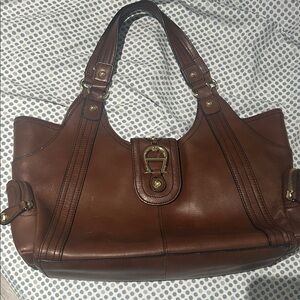 Etienne Aigner Y2K Rich Brown Leather Shoulder Bag